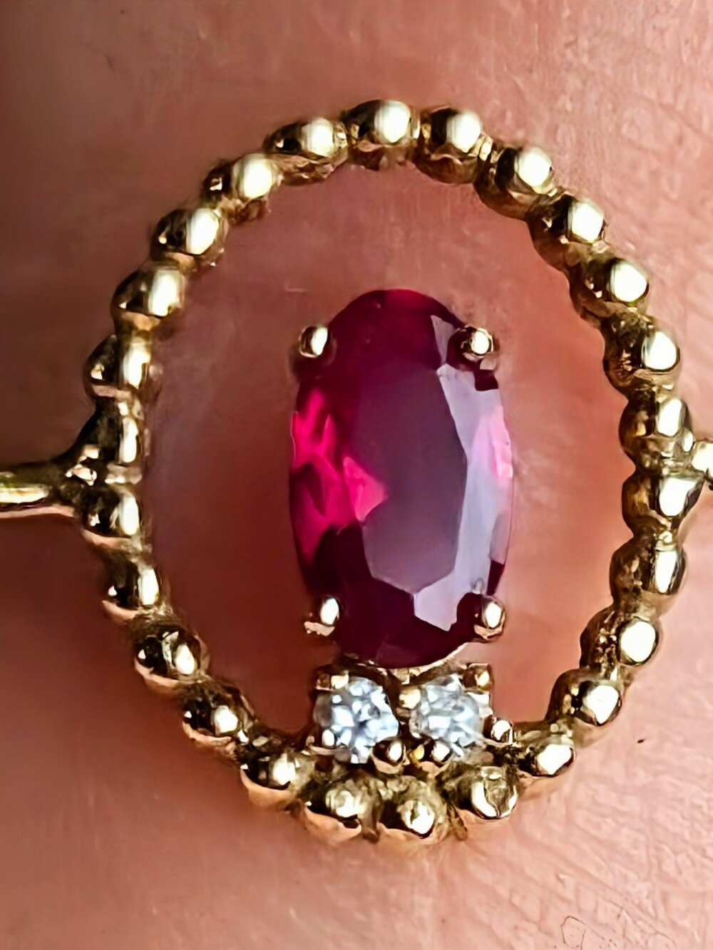 18k Solid Gold Sunshine Framed Ruby Ring